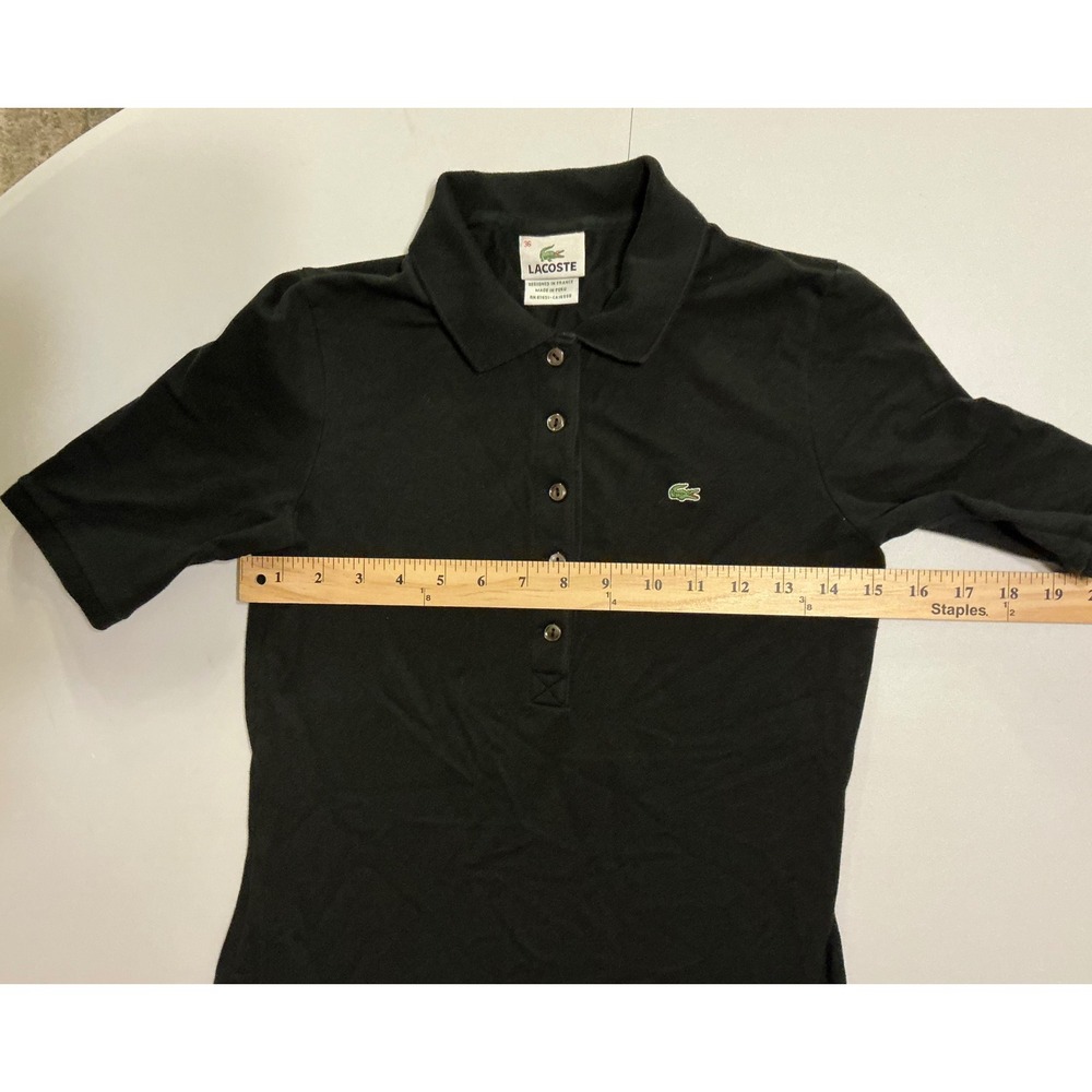 Lacoste Womens Black Pique Cotton Stretch Polo Dress Short Sleeve Sz 36 Tennis - Picture 5 of 9
